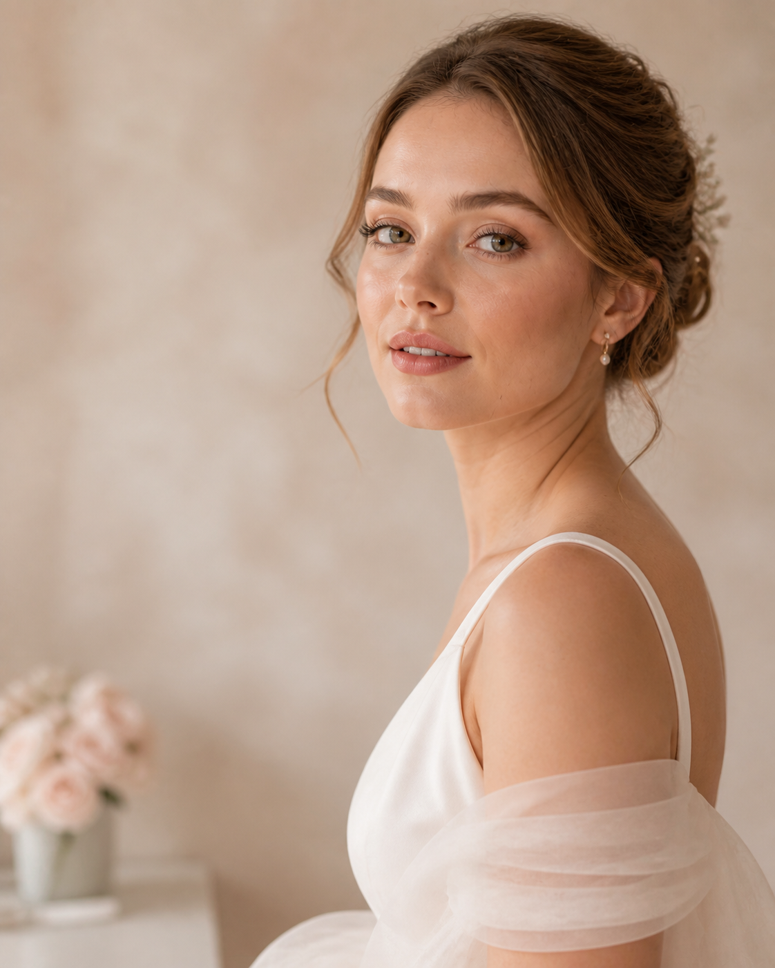 Portrait original de mariée au teint lumineux